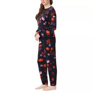 New Room Service Ladies' 2-piece Black Velour Floral Jogger Set